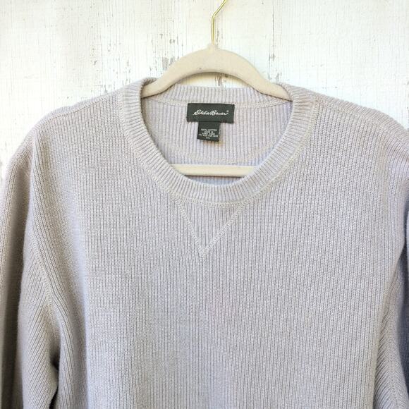 Eddie Bauer Ribbed Knit Crewneck Sweater Men's XL 100% Cotton Preppy Academia - Picture 2 of 8